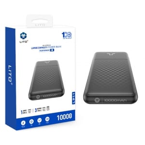 LITO [ Large Capacity Power Bank  (10000 Mah) (1 input type(C) Output type (C) 2*USB ] 1Year warranty