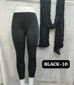 ANKLE LENGTH SHIMMER LEGGINGS - BLACK - 10
