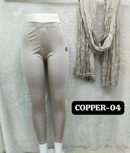 ANKLE LENGTH SHIMMER LEGGINGS - COPPER - 04