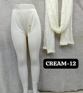 ANKLE LENGTH SHIMMER LEGGINGS - CREAM - 12