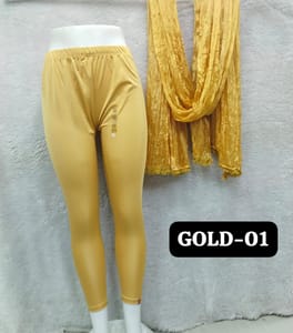 ANKLE LENGTH SHIMMER LEGGINGS - GOLD - 01