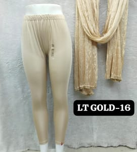 ANKLE LENGTH SHIMMER LEGGINGS - LT GOLD - 16
