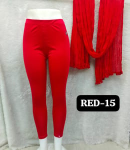ANKLE LENGTH SHIMMER LEGGINGS - RED - 15