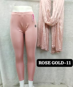 ANKLE LENGTH SHIMMER LEGGINGS - ROSE GOLD - 11