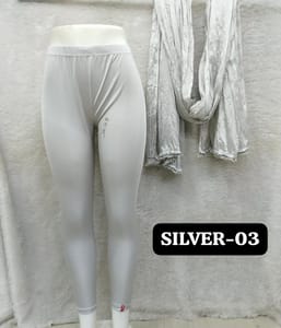 ANKLE LENGTH SHIMMER LEGGINGS - SILVER - 03