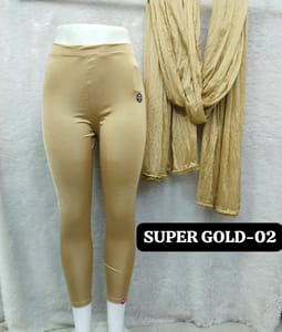 ANKLE LENGTH SHIMMER LEGGINGS - SUPER GOLD - 02