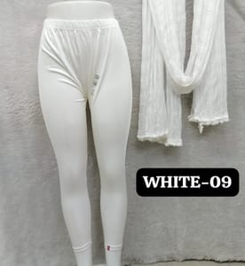 ANKLE LENGTH SHIMMER LEGGINGS - WHITE - 09