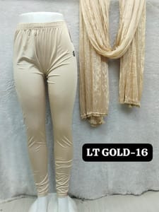 FULL LENGTH SHIMMER LEGGINGS - LT GOLD - 16