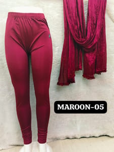 FULL LENGTH SHIMMER LEGGINGS - MAROON - 05