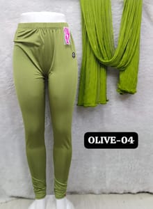 FULL LENGTH SHIMMER LEGGINGS - OLIVE - 04