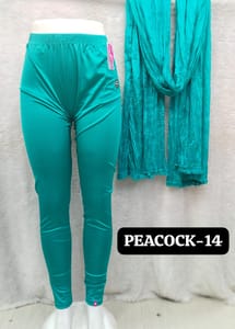FULL LENGTH SHIMMER LEGGINGS - PEACOCK - 14