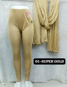 FULL LENGTH SHIMMER LEGGINGS - SUPER GOLD - 01